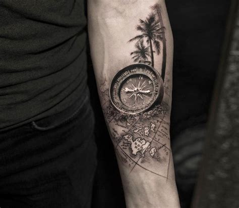 maptattoo|realistic compass tattoo.